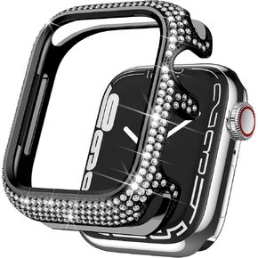 Bling Cases Compatible with Apple Watch 40mm SE/Series 6 5 4, Stainless Metal Protective Case with Sparkling Rhinestones Diamond Bezel Cover Case for Women Girl, Black