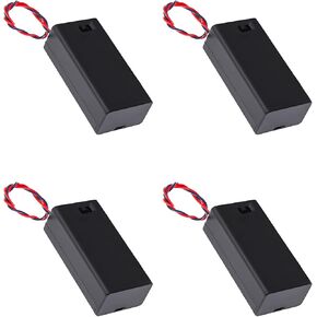 FOXTIP 2 AA Battery Holder with Leads and ON/Off Switch - 1.5V AA Battery Holder Case with Wire Leads and Switch （Pack of 6）