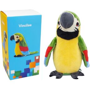 Vincilee Talking Parrot Repeat What You Say Mimicry Pet Toy Plush Buddy Parrot for Children Gift,4.3 x 8.7inches(Green)
