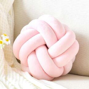 Uvvyui Knot Pillow Ball, Soft Hot Pink Home Decor Knotted Pillows, Handmade Round Plush Throw Pillow, Aesthetic & Cute Large Decorative Pillows for Bed, Floor, Couch, Bedroom Home Decor 8 inches