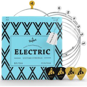 أوتار جيتار BELFORT® للجيتار الكهربائي، أوتار للجيتار الإلكتروني مصنوعة من الفولاذ المطلي بالنيكل - بما في ذلك. 4 اختيارات + سلسلة E عالية جدًا in Kuwait
