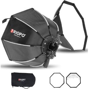 Triopo Softbox 21.6in/55cm w/Honeycomb Grid, Octagon Umbrella Photography Softbox for Godox V860 V850 TT600 TT685 TT685II YN560 III IV JY-680A, etc Flash Speedlite Speedlight Soft Boxes (KS2-55)