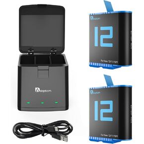 TELESIN Hero 12 Battery 3-Pack, Storage Battery Quick Charger Station Fully Compatible with Gopro Hero 12, Hero 11, Hero10, Hero 9 Black