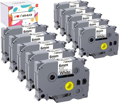 Hehua Compatible 1/4" (0.23") Laminated Tape Replacement for P-Touch TZe-211 TZe211 TZ211 TZ-211 Label Tape, 6mm x 8m Black on White TZ Tape, Water Resistant, 6-Pack | TZe211 TZ211 TZ-211 Label Tape, 6mm x 8m, Black on White TZ Tape, Water Resistant, 6-Pa in Saudi Arabia