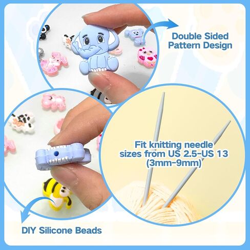 ZZXLLRO Star Knitting Needle Stoppers Silicone Fit 2.5-13 (3mm-9mm) in Kuwait