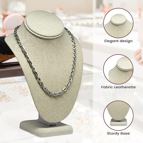 Novel Box Steel Gray Leatherette Necklace Jewelry Display Bust Stand X-Large (15.5X8X5) + Custom NB Pouch in Saudi Arabia