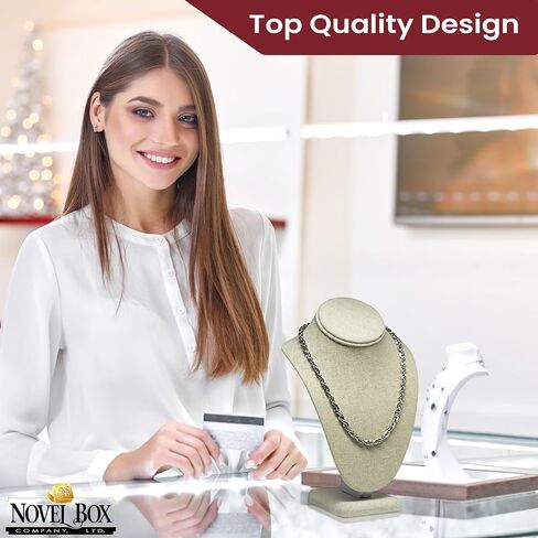 Novel Box Steel Gray Leatherette Necklace Jewelry Display Bust Stand X-Large (15.5X8X5) + Custom NB Pouch in Saudi Arabia