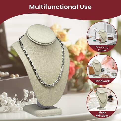 Novel Box Steel Gray Leatherette Necklace Jewelry Display Bust Stand X-Large (15.5X8X5) + Custom NB Pouch in Saudi Arabia