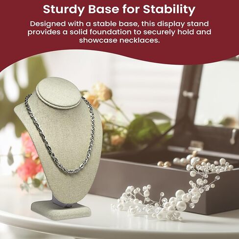 Novel Box Steel Gray Leatherette Necklace Jewelry Display Bust Stand X-Large (15.5X8X5) + Custom NB Pouch in Saudi Arabia