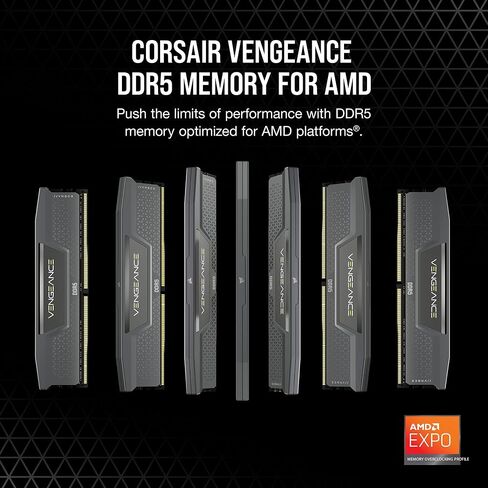 CORSAIR Vengeance DDR5 RAM 32GB (2x16GB) 6000MHz CL30 AMD Expo iCUE Compatible Computer Memory - Gray (CMK32GX5M2B6000Z30) in Saudi Arabia