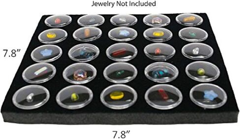 Novel Box 24 Count Gem, Mineral, Specimen Jar Display Foam Insert in Black (14.5X7.8X0.75) in Kuwait
