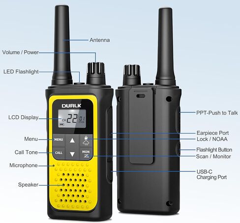 Walkie Talkies for Adults 3 Pack,Two Way Radios Long Range Rechargeable Walkie Talkies with Earpiece Jack Bulit-in 1800mAh Li-ion Battery,22 FRS Channels,LED Flashlight,USB Charger,NOAA Walky Talky in Kuwait