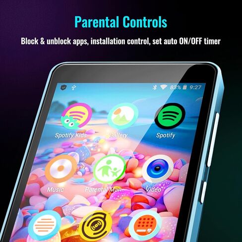 Kids MP3 Player with Parental Controls, Spotify Kids, Spotify, Audible, Amazon Music, 4.0" IPS MP4 Music Player Up to 256GB (Pink) in Saudi Arabia