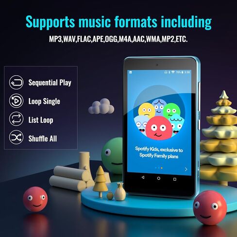 Kids MP3 Player with Parental Controls, Spotify Kids, Spotify, Audible, Amazon Music, 4.0" IPS MP4 Music Player Up to 256GB (Pink) in Saudi Arabia