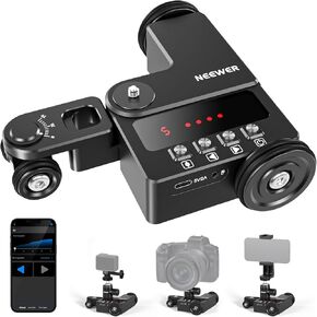 NEEWER Motorized Camera Dolly with App Control for iOS/Android Smartphone, Ball Head, Ultra Silent Tabletop Slider with 5 Speed Levels/Video Mode/Time Lapse Photography, Max Load 6.6lb/3kg, DL200