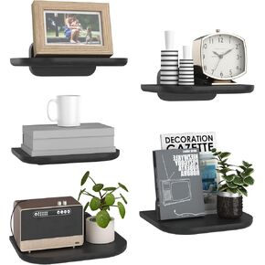 LUPWNEKA Small Black Floating Wall Shelf, 8x6 Inch Mini Modern Plant Shelves for Wall-Mounted, Compact Style Decorative Wall Floating Shelving for Hallway, Living Room, Bedroom and Bathroom, Set of 3 in Saudi Arabia