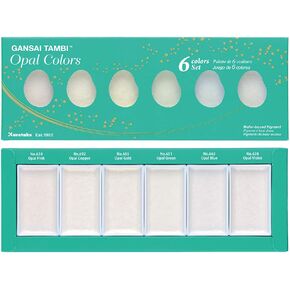 Kuretake GANSAI TAMBI STARRY/PEARL/GEM 6 Colors Set, Watercolor Paint Set, Gold, Silver, Mica, Water Colors for Adult, AP-Certified, Show up on dark papers, Made in Japan
