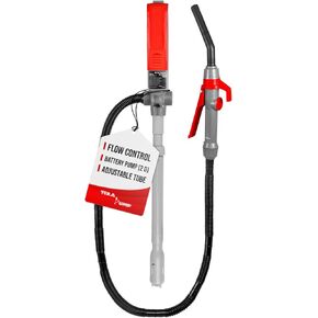 TERA PUMP Heavy Duty 10 FT Long Discharge Hose 2x D Battery Powered Electric E85 Siphon Pump for DEF, Diesel, Gas, E15