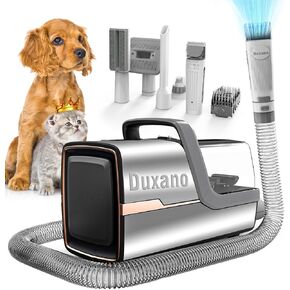 Dog Grooming Kit, Multi-Functional Hair Trimmer & Vacuum, 15KPa Powerful Suction, Stainless Steel, Low Noise, Adjustable Settings, Easy to Clean, Includes Clippers, Brush, Nail Trimmer