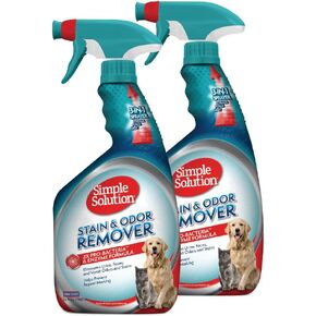Simple Solution Stain and Odor Eliminator Spray for Dogs & Cats, Enzyme Cleaner With 2X Pro-Bacteria Cleaning Power, Strong Smell Remover for Carpets, Upholstery & Floors, 32 oz