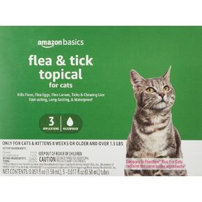 Amazon Basics Flea and Tick Topical Treatment for Cats (over 1.5 lbs), 6 Count (Previously Solimo)