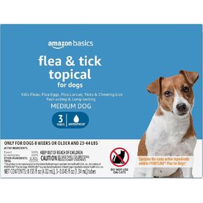 Amazon Basics Flea and Tick Topical Treatment for Medium Dogs (23-44 lbs), 3 Count (Previously Solimo)