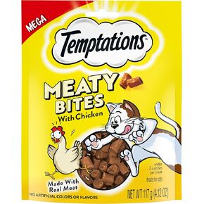 Temptations Meaty Bites Soft and Savory Cat Treats with Chicken, 4.12 oz. Pouch