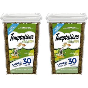 Temptations MixUps Catnip Fever Flavor Crunchy and Soft Cat Treats, 16 oz. Tub
