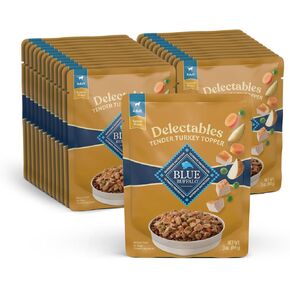 Blue Buffalo Delectables Natural Wet Dog Food Toppers Variety Pack, Tasty Chicken & Hearty Beef, Cuts in Gravy, 3-oz. (12 Pouches, 6 of Each Flavor)