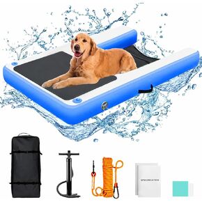 Dog Pool Ramp, Inflatable Dog Boat Ramp, Non-Slip EVA Dog Float Floating Ramp Ladder for Pools Boats Docks, Safe & Easy Water Access for Large Dogs