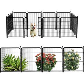 48 in(H) Garden Fencing Animal Barrier, Wide Door Low Threshold, Dog Fence Outdoor for Yard. 8 Panels Total 17.7 Ft(L) Camping Fence, Fencing for Garden Beds,Dog Playpen Outdoor.Temporary Fence
