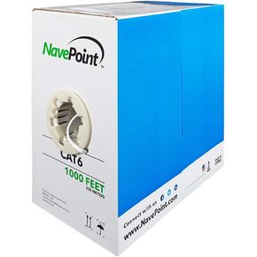 NavePoint Cat6 (CCA), 250ft, White, Solid Bulk Ethernet Cable, 550MHz, 23AWG 4 Pair, Unshielded Twisted Pair (UTP)