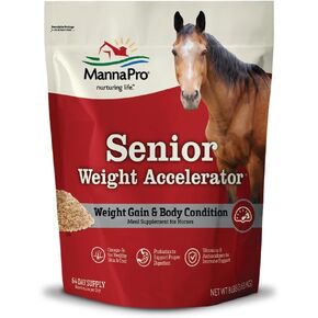 Manna Pro Weight Accelerator for Senior Horses | Made with Omega 3 Fatty Acids from Flaxseed | 8 Pounds