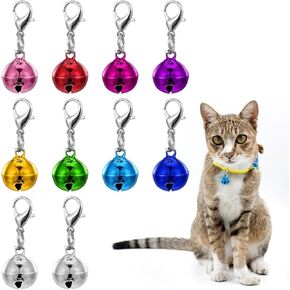 10 Pcs Bells for Cat Collar, Colourful Bells with Clasps, Jingle Bells for Cat Collar, Pet Collar Bell Accessories, Dog Collar Bell Charms, 1.4cm Bells for DIY Crafts Decoration