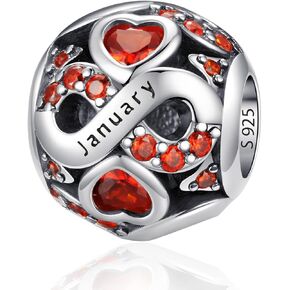 HappyStar 925 Sterling Silver Birthstone Charms fits Charms Bracelets for Woman，with 5A Cubic Zirconia Dangle Pendant Bead,Happy Birthday Charms for Bracelet and Necklace