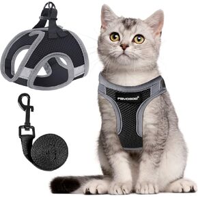 FAYOGOO Cat Harness and Leash Set | Upgrade Step-in Escape Proof Harness | Lightweight Soft Vest, No-Choke Design for Walking, Travel, Camping (Green)