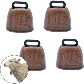 4 Pack Small Brass Bell,Cow Horse Sheep Grazing Copper Bells,Cattle Farm Animal Loud Bronze Bell,Pet Anti-Theft Accessories Bell,Red Bronze