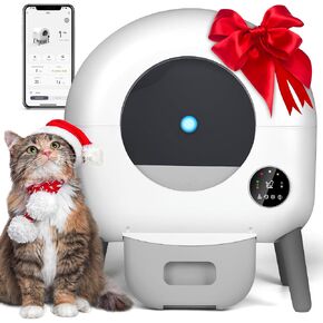 Self Cleaning Litter Box - Automatic Cat Litter Box with APP Control, Multi-Cat Compatible,1 Roll of Garbage Bags and Mat,105L white2.0