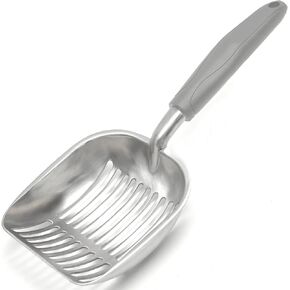 Cat Litter Scoop, Kitty Metal Scooper, Aluminum Alloy Sifter, Kitten Pooper Lifter, Deep Shovel, Long Handle, Poop Sifting, Durable, Heavy Duty, for Litter Box