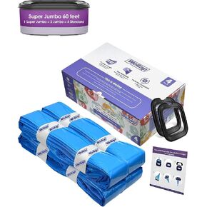 Super Jumbo Litter Refill Bags 60ft Compatible with Your Litter Refill Cartridge, Up to 16 Months, Cat Kitty Litter Refills Odor Control (4 Pack)