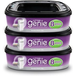 Litter Genie Refill Bags (3-Pack) Multi-Layers of Odor-Barrier Technology 1 Square Refill Lasts Up to 2 Months