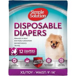 Simple Solution Disposable Dog Diapers, Female Dog Diapers, Puppy Potty Training, Incontinence and Heat Cycle Protection, Large Diapers for Dogs, 18-27 Inch Waist, 30 Count