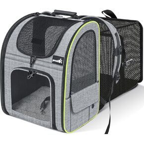 Pecute Cat Carrier Backpacks, Expandable Cat Backpack with Breathable Mesh, Pet Carrier Backpack for Cats Small Dogs Puppies Up to 17 Lbs, Dog Carrier Backpack Great for Travel Hiking Camping Outdoor