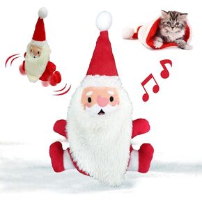 Cat Toys Intelligent Flapping Santa Clause, Interactive Christmas Cat Toys for Indoor Cats Chase Exercise, Suitable for Cat Teaser Stick, Music Melody, 3 Modes, Rechargeable