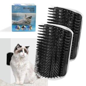 yuntop 2 Pack Softer Self Groomer with Catnip Wall Corner Massage Comb Scratcher Grooming Brush Tool for Long & Short Fur Kitten Cats Dogs