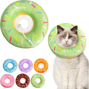 Cat Cone Collar Soft, Cat Recovery Collar for Wound Healing Cute Cat Donut Adjustable Cat Cones to Stop Licking Comfortable Lightweight Neck Elizabethan Collars for Cats Kittens After Surgery