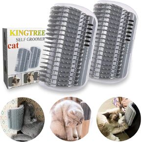 Kingtree Cat Corner Scratcher Self Groomer with Catnip, 2 Pack Softer Cat Face Scratchers Wall Corner Grooming Massage Combs for Long & Short Fur Cats