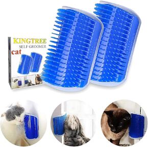 Kingtree Cat Corner Scratcher Self Groomer with Catnip, 2 Pack Softer Cat Face Scratchers Wall Corner Grooming Massage Combs for Long & Short Fur Cats