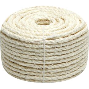 Cat Sisal Rope 164-Feet 4mm for Scratcher Repair and Replace Scratching Post, DIY Hemp Twine Rope for Cat Tree Tower Carpet Mat Kicker House, Pet Toy, and Crafts Gardening Home Decorating
