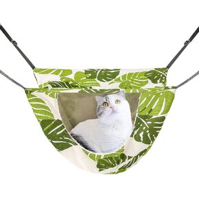 ONENIN Cat Cage Hammock,Hanging Soft Pet Bed for Kitten Ferret Puppy Rabbit or Small Pet,Double Layer Hanging Bed for Pets,2 Level Indoor Bag for Spring/Summer/Winter (Green & White)